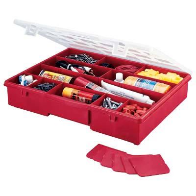Stack-on multi-compartment storage box rem dividers