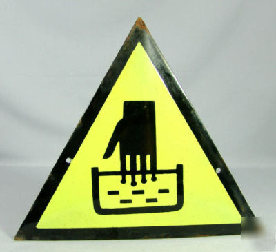 Warning acid wear gloves safety enamel tin sign plate
