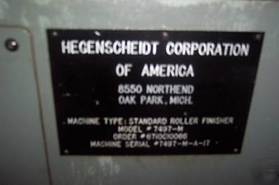 Hegenscheidt super roller finishing machine burnishing