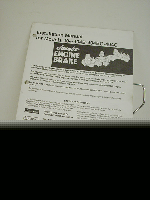 Installation manual 404B 404BG 404C jacob engine brakes