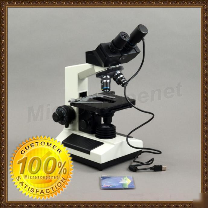 Lab binocular compound microscope 40X-1600X +usb camera
