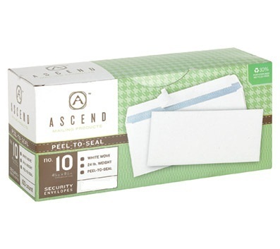 10 box ascend #10 peel-n-seal security business envelop