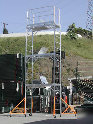 Aluminum scaffold rolling tower 17' h gaurd rail u lock