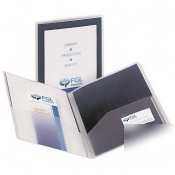 Flexi-view navy two-pocket presentation folder