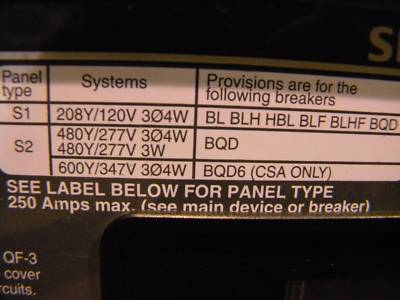 Siemens-250 amp main breaker panel box,type S1
