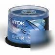 New 50 tdk dvd+r 16X 4.7GB recordable dvd+R47CBED50