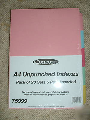 A4 dividers 5PART 20 sets unpunched for all types of fi