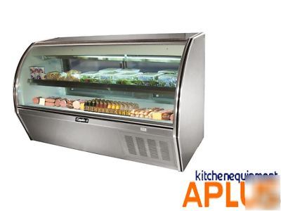 Leader refrigerated deli case curved glass counter 72