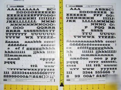 Lot of 3 letraset sheets fortune extra bold used