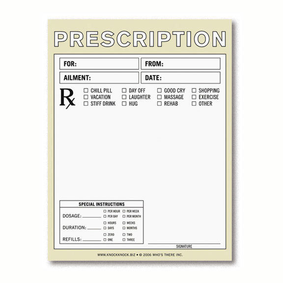 Funny prescription nifty note pad by knock knock