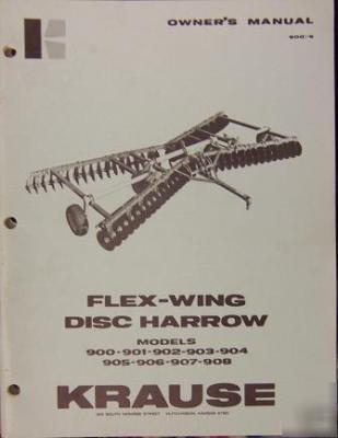 Krause 900 series tandem disk harrows owner's manual