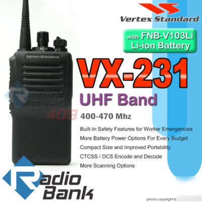 Vertex standard vx-231 uhf 400-470MHZ portable 16CH li