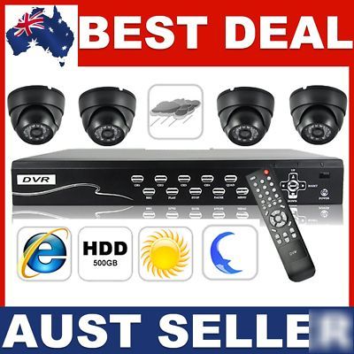 Video security kit recorder 4 cameras 72M cable h-drive