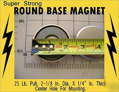 4 round base magnets strong powerful heavy duty 2-1/8