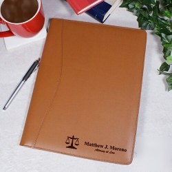 Personalized lawyer tan leather business portfolio