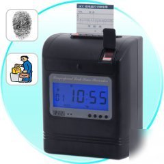 Attendance time card recorder with fingerprint verif.