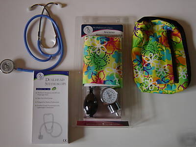 Blood pressure cuff w/ dual head stethoscope and case