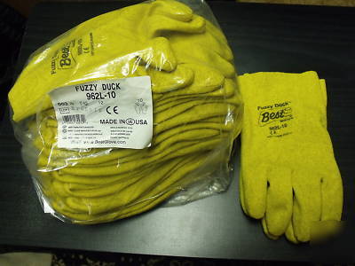 *lot*fuzzy duck safety gloves #962L-10,pvc-coat jersey