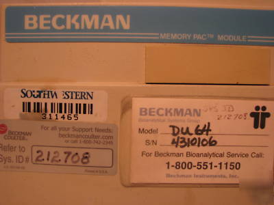 Beckman du 64 spectrophotometer complete w/soft-pak