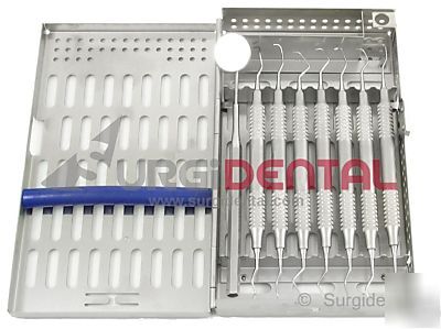 Gracey curette set of 8 w/ cassette dental instruments