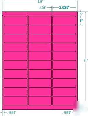 Fluorescent neon mailing labels 2.625