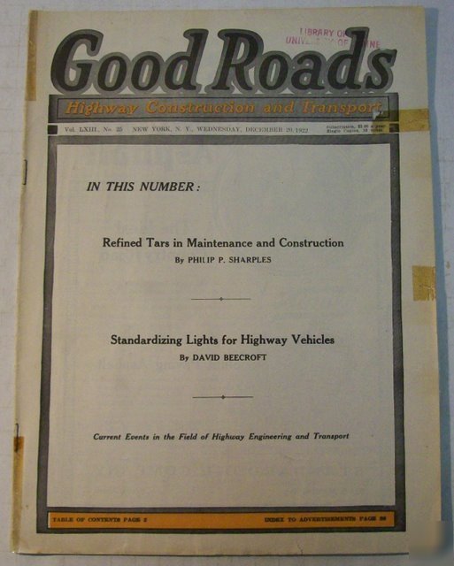Good roads 1922 construction magazine vol.63, no.25
