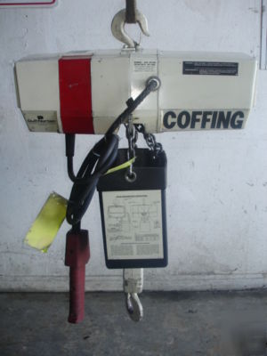 Coffing 2 ton electric chain hoist w/ 2 ton trolley