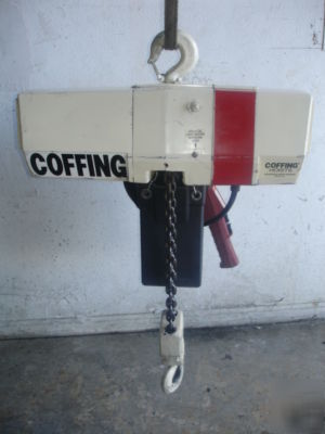 Coffing 2 ton electric chain hoist w/ 2 ton trolley