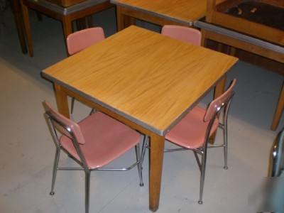4 thonet tables &20 pink heywood wakefield chairs