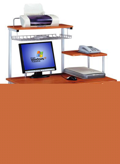 Ergonomic multi-shelf computer desk - woodgrain $350