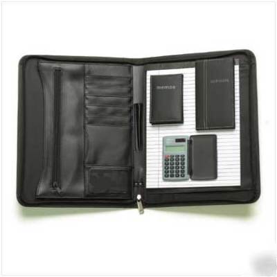 New office folio pack black calculator address book pad