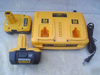 2 dewalt DC9180 18V nano batteries, DC9320 dual charger