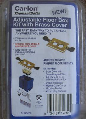 New in pk. carlon adjustable floorbox kit w/brass cover