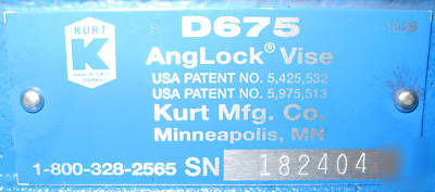 New kurt D675 d-675 anglock precision machine vise vice