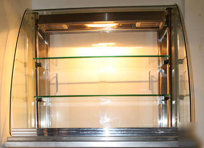 All glass heated display warmer hot counter top halogen