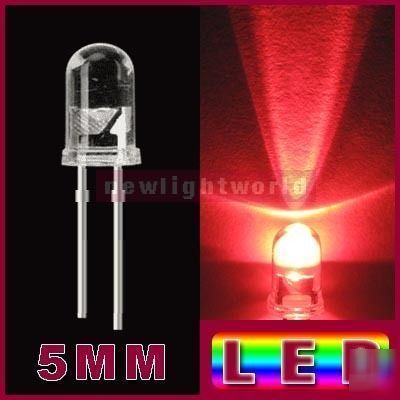 100 red 5MM led light lamp 10000MCD + 12V free resistor