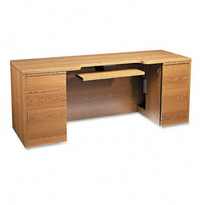 10500 series computer credenza,medium oak frame/top