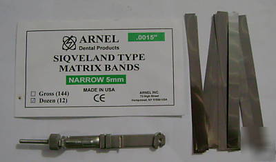 Siqveland matrix retainer, pack of narrow matrix bands 