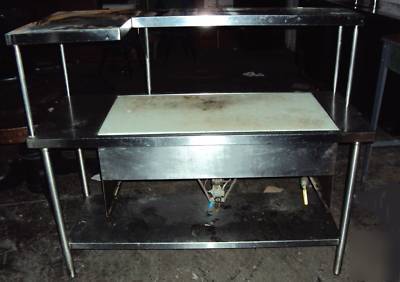 Stainless steam / work table undershelf overshelf gas