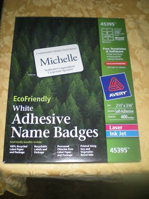 Avery ecofriendly self-adhesive name badge labels 45395