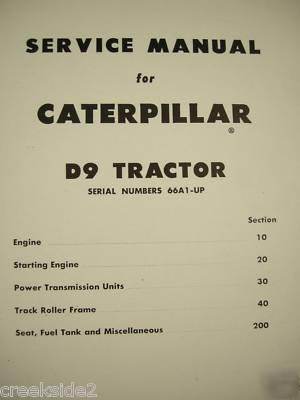 D9 caterpillar tractor service manual cat 66A1-up