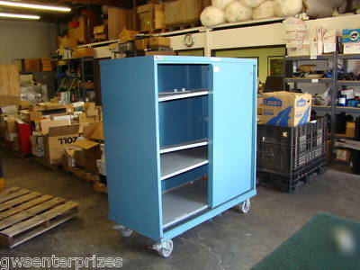 Lista 4 shelf mobile modular storage cabinet blue 