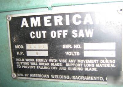 American abrasive cut off saw 16 heavy duty 5 hp chop