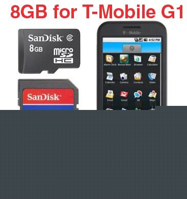 Sandisk 8GB microsdhc memorycard for t-mobile G1 google