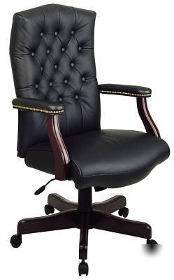 Traditional high back leather judges office desk chair