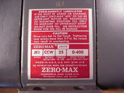 Zero max power block screw control motor JK1 drive ge