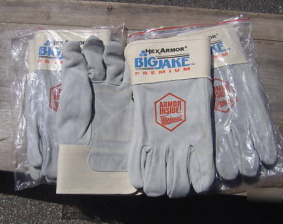 Hexarmor premium leather gloves cut resistant 3 pair lg