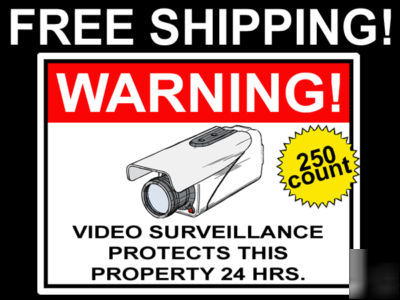 250 lot video surveillance camera warning stickers