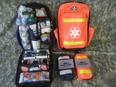 First responder sar/ems stocked oxygen/trauma backpack