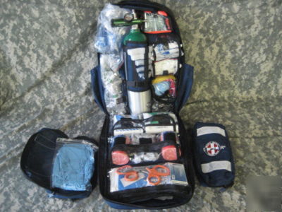 First responder sar/ems stocked oxygen/trauma backpack